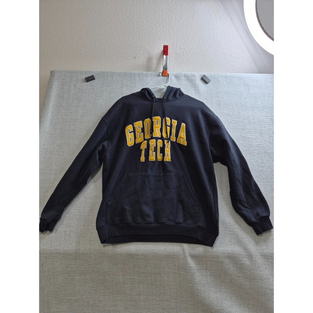 AS Sports Georgia Tech Hoodie Men's Large Navy Blue Fleece Lined Pullover